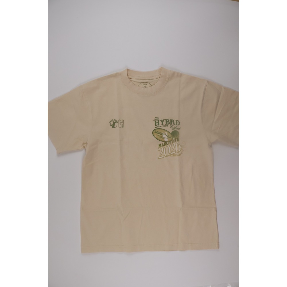 HYBRD Studios T-Shirt The HYBRD Effect Austin Texas Medium Beige Casual NEW